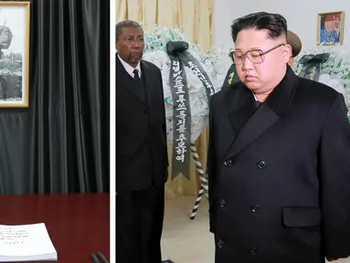  Foto yang dirilis kantor berita KCNA di Pyongyang pada 29 November 2016. Pemimpin Korea Utara Kim Jong Un mengunjungi kedutaan Kuba untuk mengungkapkan belasungkawa atas mendiang pemimpin Kuba Fidel Castro. (Reuters/KCNA)