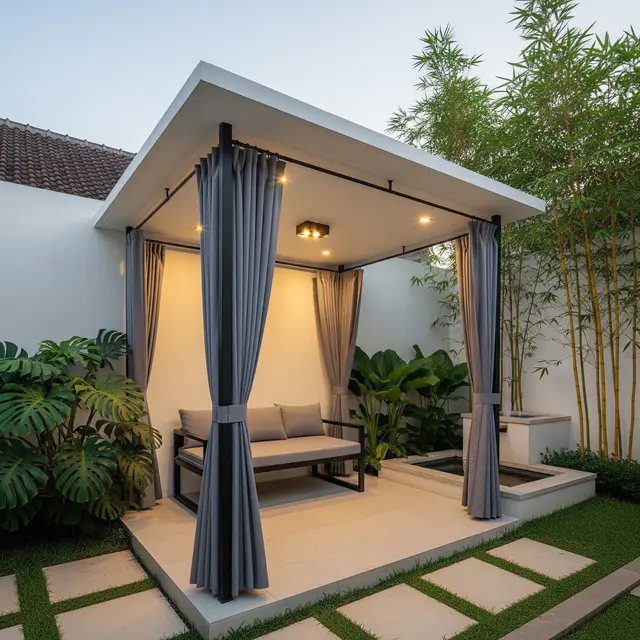 6 Ide Gazebo dengan Tirai dan Lampu, Halaman Rumah Lebih Estetik