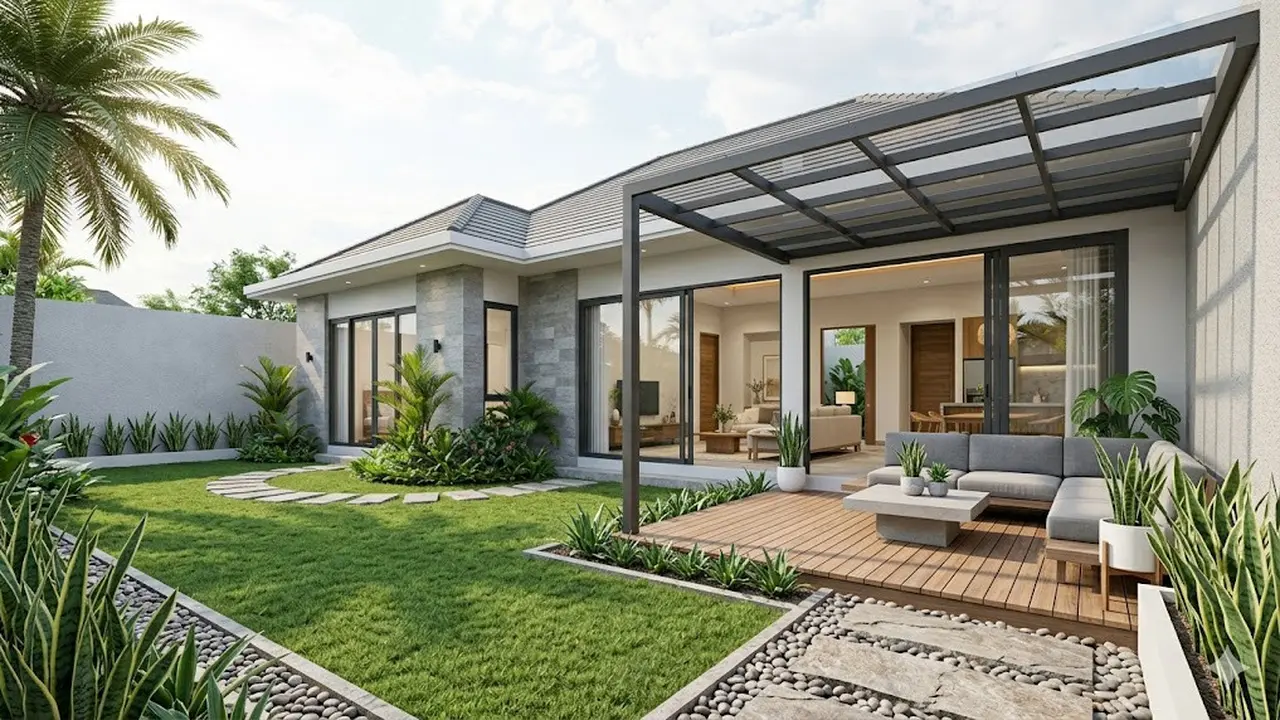 9 Ide Rumah 1 Lantai dengan Halaman Belakang Luas, Cocok untuk Keluarga Modern