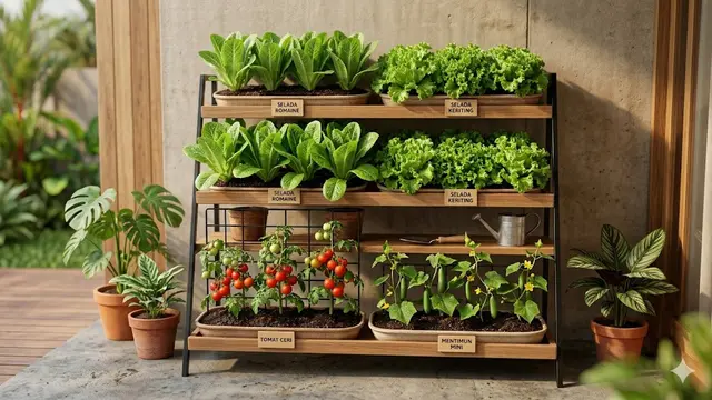 Kombinasi Sayur Cepat Panen untuk Satu Rak