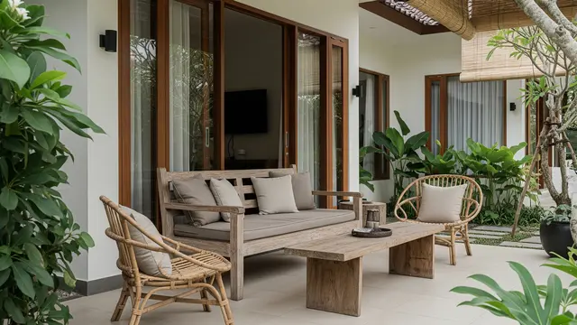 Teras Rumah dengan Kursi Santai Sederhana