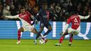 Kedua gol Monaco berasal dari lesakan Takumi Minamino (22’) dan Folarin Balogun (75’). (AP Photo/Michel Euler)
