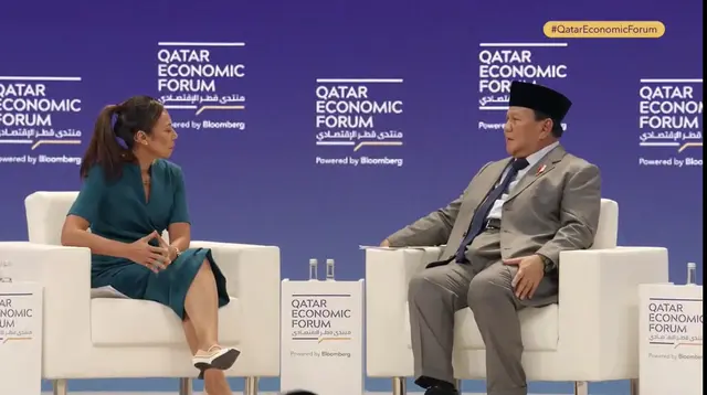 Presiden Terpilih, Prabowo Subianto, saat menghadiri undangan Qatar Economic Forum di Doha, Kamis (16/5/2024) (Istimewa)