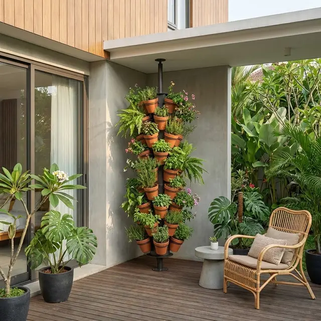 Pot Putar Mandiri (Rotating Tower) (Gemini AI)