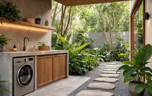 8 Desain Tempat Cuci Outdoor yang Menyatu dengan Taman, Ide Estetis Kekinian