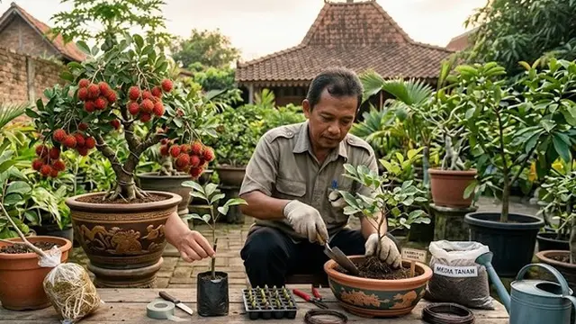 Cara Mengerdilkan Pohon Rambutan di Pot (AI Generated)
