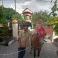Atim warga Kelurahan Boyolangu, Banyuwangi,  menunjukan kuda barunya  (Istimewa)