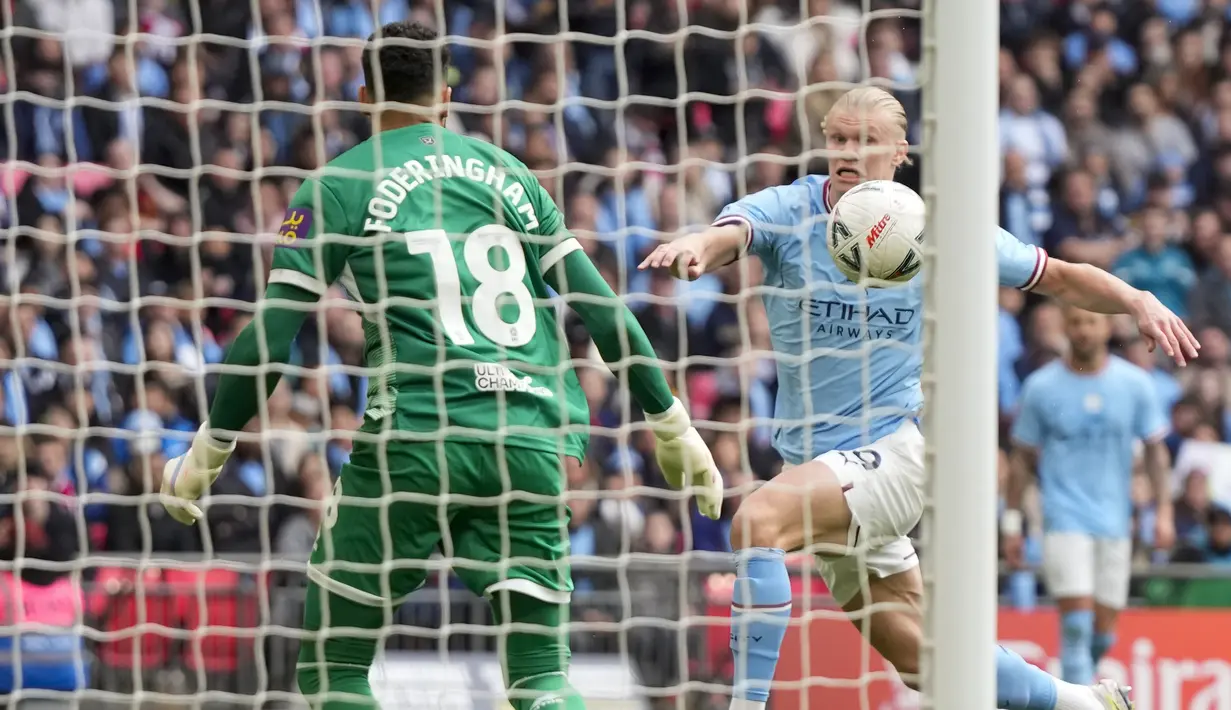 Manchester City mengalahkan Sheffield United dengan skor telak 3-0. (AP Photo/ Alastair Grant)