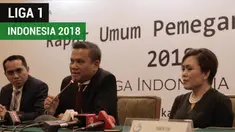 Dalam acara Rapat Umum Pemegang Saham diumumkan hak siar Liga 1 Indonesia 2018 milik Emtek Group, di Hotel Sultan, Jakarta, Kamis (8/1/2018).