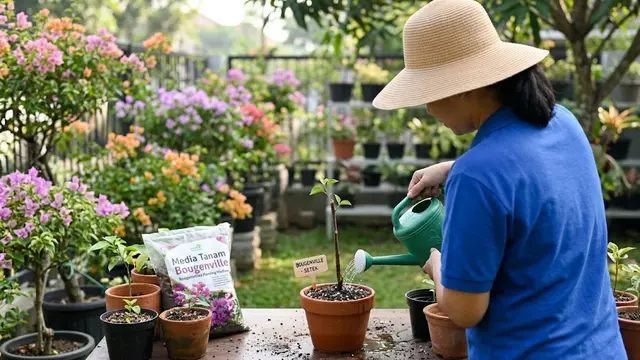 Menanam Bougenville dari Batang dengan Melakukan Pengaturan Penyiraman