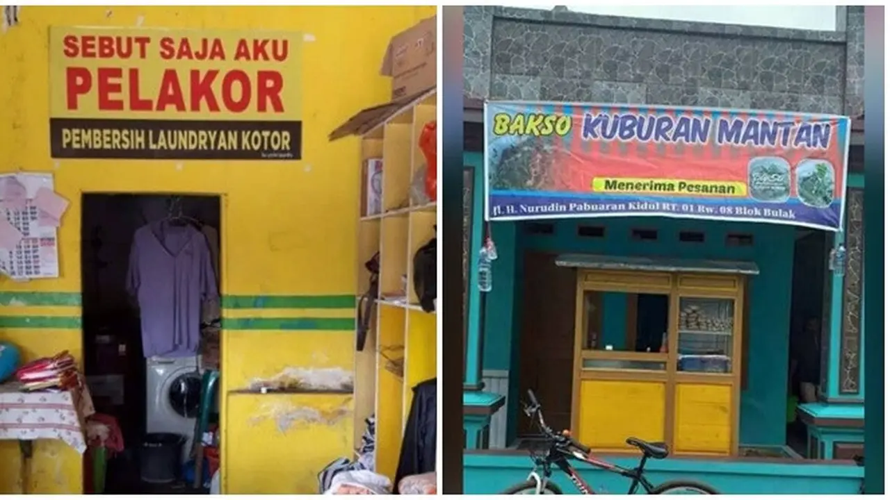 6 Potret Nama Tempat Usaha Ini Nyeleneh Banget, Bikin Mikir Dua Kali