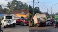 Kecelakaan Beruntun di Pesawaran Lampung, 8 Kendaraan Ringsek, Diduga Akibat Rem Blong