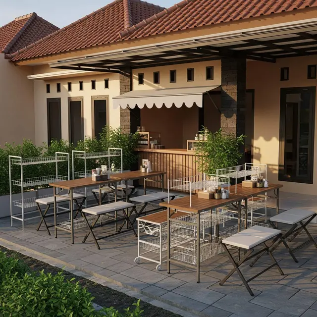 Desain Teras Rumah Pojok Cocok untuk Warung Kecil Depan Jalan