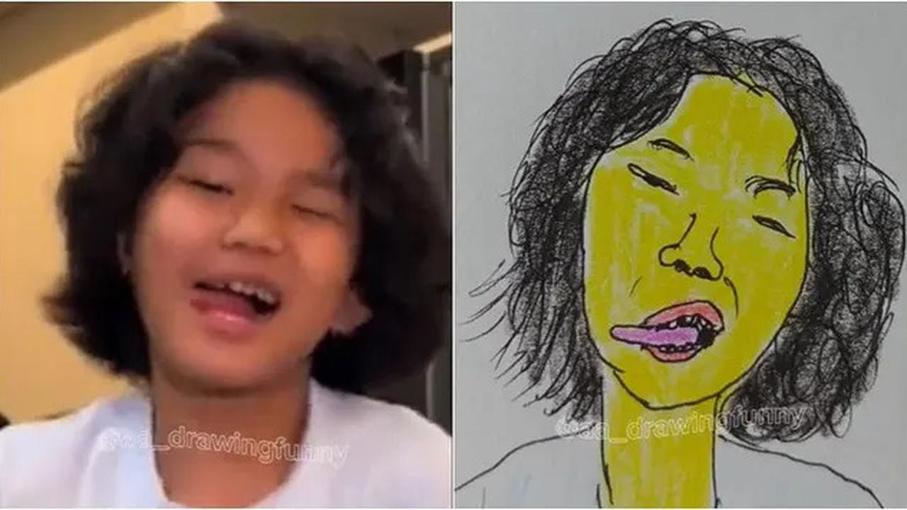 6 Potret Ayu Ting Ting dan Bilqis Digambar AA Drawing, Hasilnya Kocak