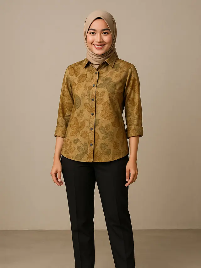 Model Atasan Batik Ecoprint Untuk Kerja/Ilustrasi AI