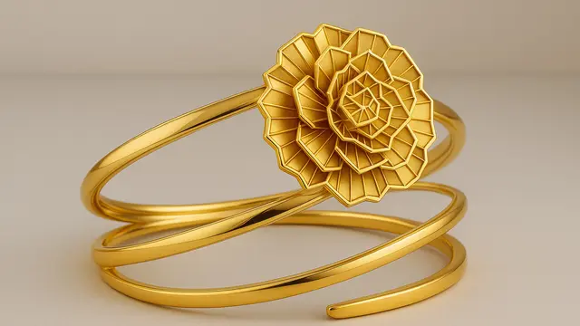 Desain Gelang Lilit Emas Motif Bunga 24 Karat Terbaru 2025/AI