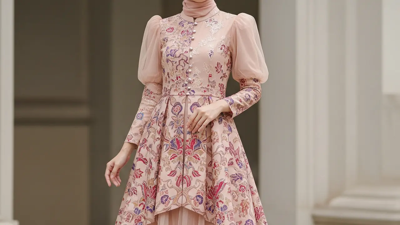 9 Model Dress Batik Brokat Lengan Puff 2025, Jadi Pilihan Busana Elegan