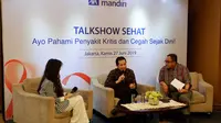 AXA Mandiri bekerjasama dengan Rumah Sakit MRCCC Siloam mengelar talkshow bertajuk “Ayo Cegah dan Pahami Penyakit Kritis Sejak Dini” di RS MRCCC Siloam, Jakarta, Kamis (27/6/2019).