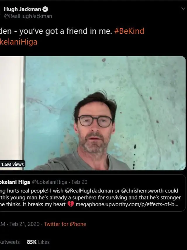 Dukungan Hugh Jackman untuk Quaden Bayles (Twitter/ realhughjackman)