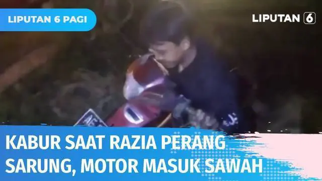 Sekelompok remaja di Madiun digerebek polisi saat tertangkap akan melakukan perang sarung. Mencoba kabur, motor yang dikendarai salah satu pelaku nyungsep masuk ke sawah. Dalam razia, polisi berhasil mengamankan 19 remaja.