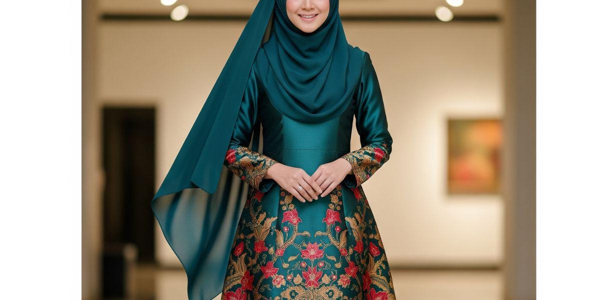 Ilustrasi Gamis Batik Kombinasi Satin