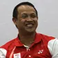 Kabid Binpres PP PBSI, Rexy Mainaky, saat hadir dalam konferensi pers peraih medali emas Olimpiade Rio 2016 di Pelatnas Bulutangkis PBSI, Cipayung, Jakarta Timur, Rabu (24/8/2016). (Bola.com/Arief Bagus)