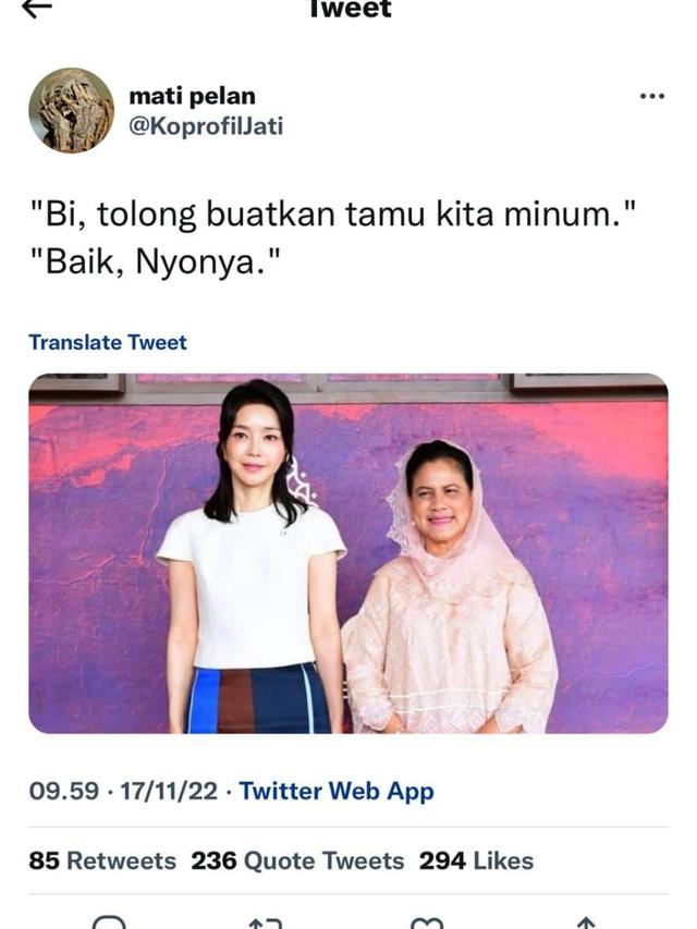 Cuitan body shaming terhadap Iriana Jokowi yang kini amblas. (Foto: Dok. Twitter @koprofiljati)