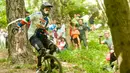 Kejuaraan Unicycle atau sepeda roda satu bertajuk 'The Muni-Elite Downhill Finals Event of The 18th Unicon' yang digelar di Desa Basque, Spanyol pada 1 Agustus 2016. (AFP PHOTO / Gari Garaialde)