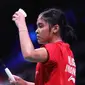 Tunggal putri Indonesia, Gregoria Mariska Tunjung, menang atas pemain China, Chen Xiaoxin, pada babak pertama Denmark Terbuka 2018, di Odense, Selasa (16/10/2018). (PBSI)