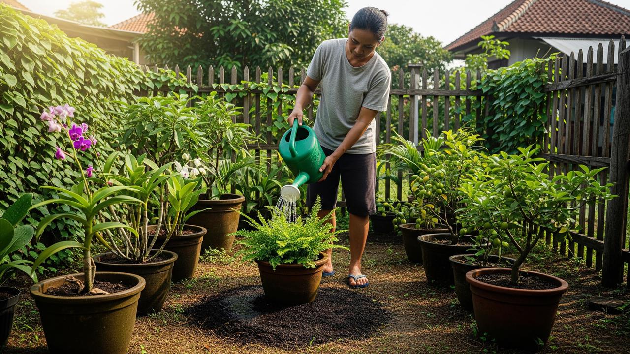 Cara Melindungi Tanaman dari Panas Matahari agar Tidak Layu (AI Generated)