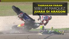 Video tabrakan parah Pol Espargaro dengan Danilo Petrucci sehari sebelum Marc Marquez juara di MotoGP Aragon 2016.