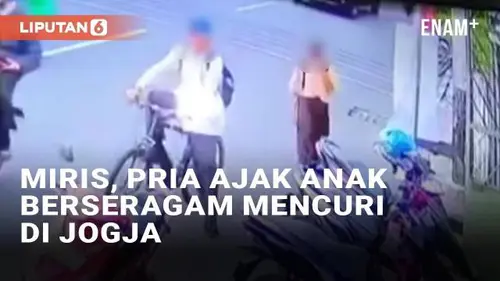 VIDEO: Miris, Pria Ajak Anak Curi Barang Pemotor di Jogja