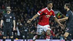 Debut gemilang pemain muda Manchester United, Marcus Rashford yang mencetak dua gol pada pertandingan melawan Midtjylland di babak 32 besar Liga Europa, Jum'at (26/2/2016) dini hari WIB.