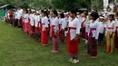 Peserta antusias mengikuti upacara peringatan detik-detik Proklamasi di halaman Tugu Pahlawan Banjar Penglipuran, Kabupaten Bangli, Bali, Kamis (17/8/2023). (Liputan6.com/Helmi Fithriansyah)