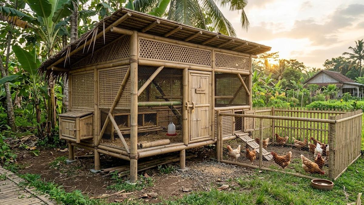 8 Desain Kandang Ayam dari Bambu yang Murah tapi Tetap Kokoh dan Tahan Lama
