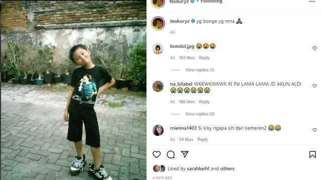 Aldy Maldini disebut mirip Bonge oleh Kiki eks CJR (Foto: Instagram teukuryz)