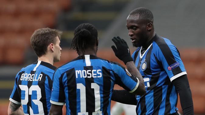 Inter Milan merayakan kemenangan lawan Ludogorets dalam kondisi tanpa penonton (AFP)