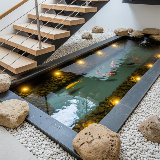 Desain Kolam Ikan Bawah Tangga