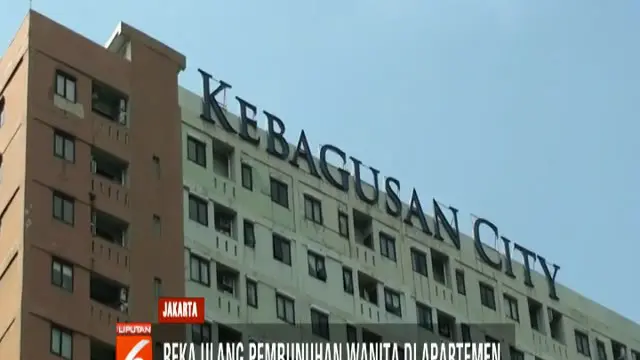 Polres Metro Jakarta Selatan gelar rekonstruksi pembunuhan wanita di Apartemen Kebagusan City, Pasar Minggu.