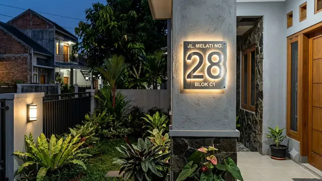 6 Model Nomor Rumah Berlampu LED, Estetik dan Mudah Terlihat Saat Malam Hari