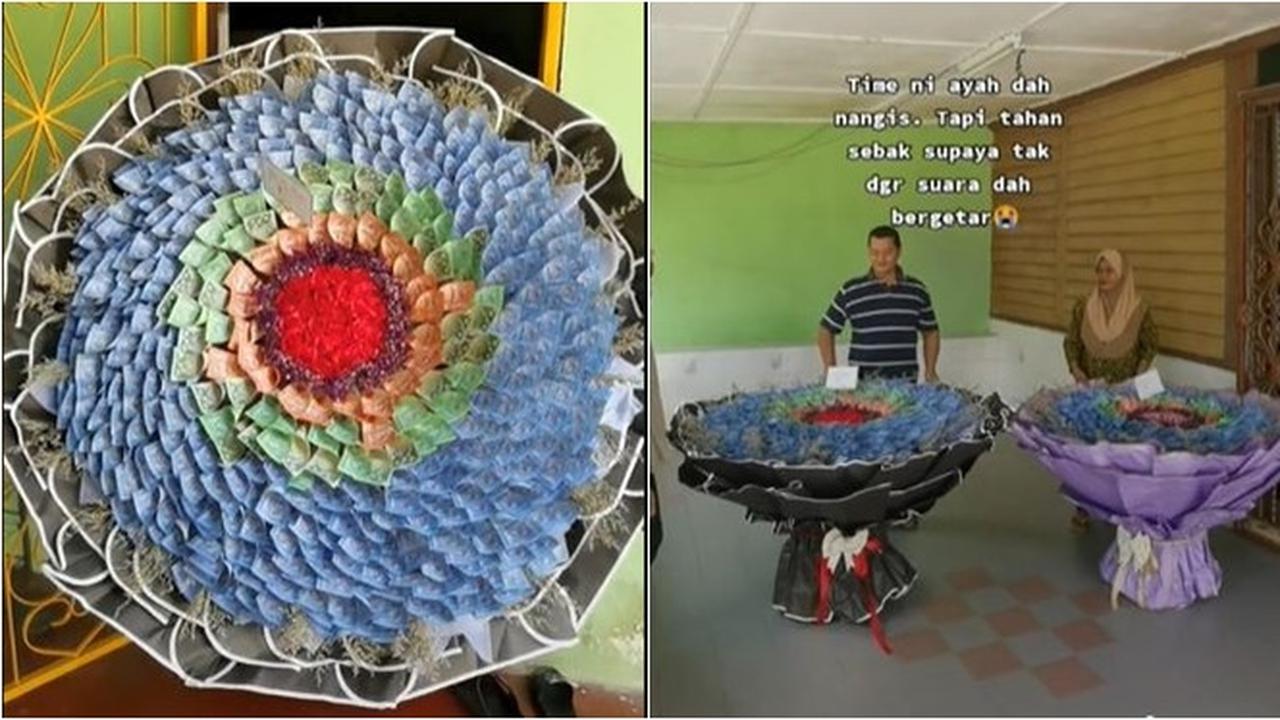 Wanita Ini Beri Sang Ayah Kado Buket Uang Super Besar, Totalnya Hampir Rp 7 Juta