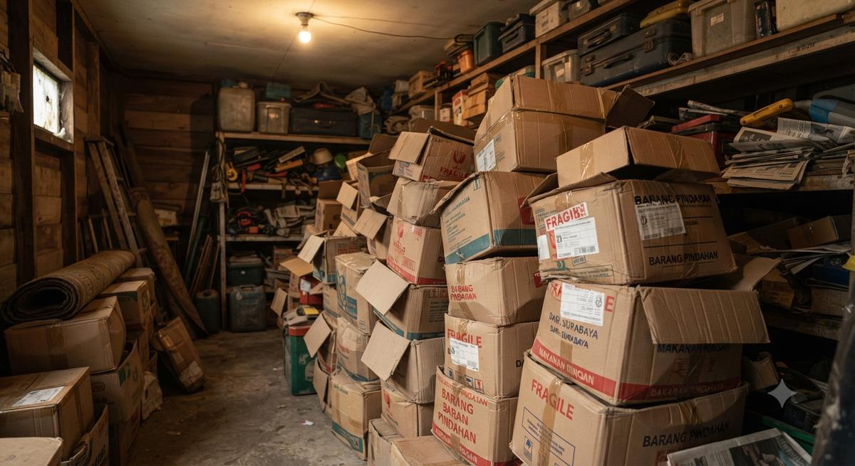 Barang yang Sebaiknya Tidak Disimpan di Gudang Model Tumpukan Kardus Bekas