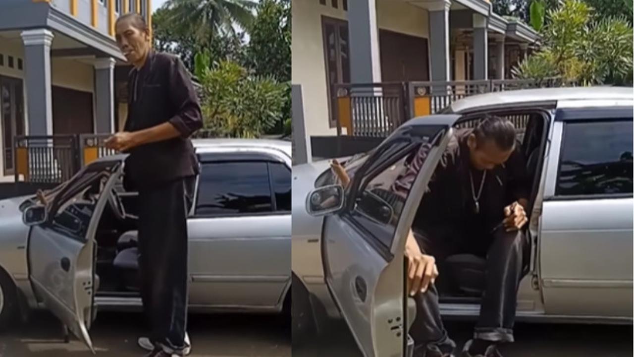 Masih Ingat Rosyid Monas si Manusia 'Raksasa'? Begini Caranya Orang Tinggi Masuk Mobil Sedan