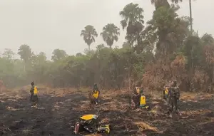 Petugas Karhutla Way Kambas Sujud Syukur dan Menangis Haru Sambut Hujan