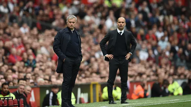Intip Aksi Jose Mourinho dan Pep Guardiola di  Lapangan