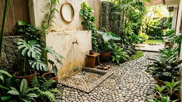 Tempat Wudhu dengan Pijakan Batu Koral