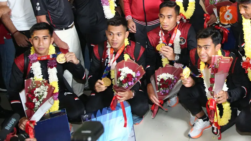 Skuad Timnas Indonesia U-22 Tiba di Bandara Soekarno Hatta