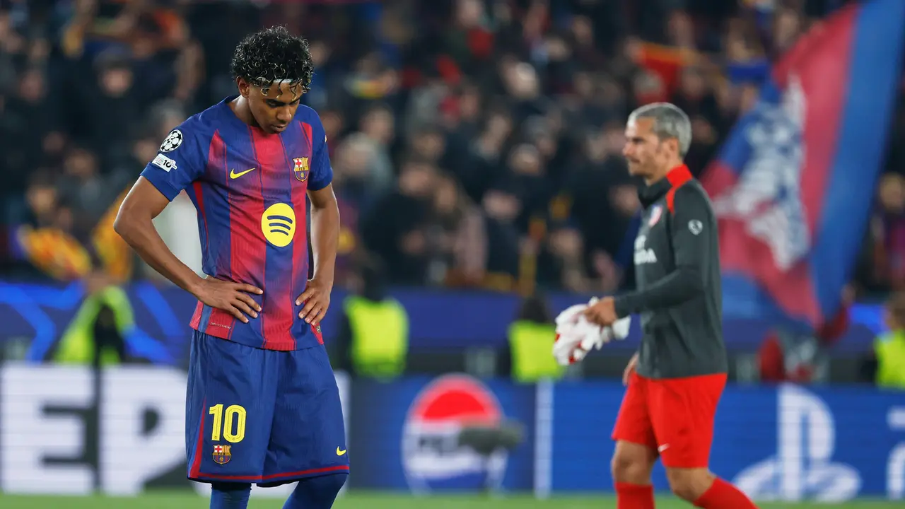 Foto: Ekspresi Kekecewaan Pemain Barcelona Kalah di Kandang Sendiri dari Atletico Madrid di Liga Champions, Lamine Yamal Paling Terpukul