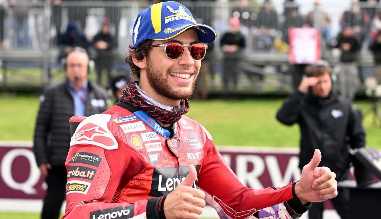Sedangkan, Enea Bastianini harus puas ditempat ketiga sprint race MotoGP Grand Prix Australia 2024. (William WEST/AFP)