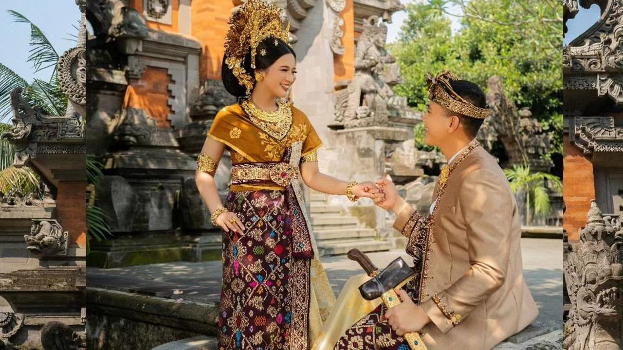 Potret Prewedding Iptu Hafiz Akbar & Angela Perkasa Berbalut Adat Bali Jelang Pernikahan